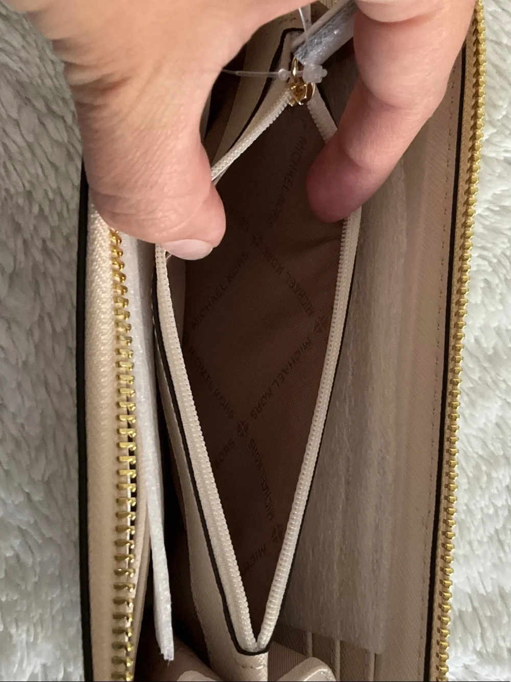 Michael Kors Pale Cream Zip-Around Saffiano Continental Wallet
